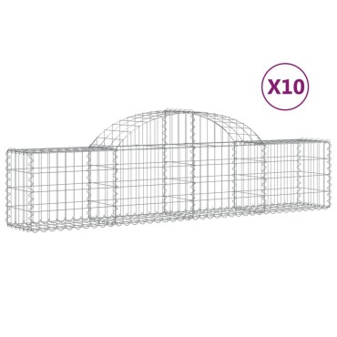 vidaXL Συρματοκιβώτια Τοξωτά 10 τεμ. 200x30x40/60 εκ. Γαλβαν. Ατσάλι