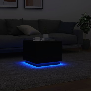 vidaXL Τραπεζάκι Σαλονιού με LED Μαύρο 50x50x40cm 1 τεμ.