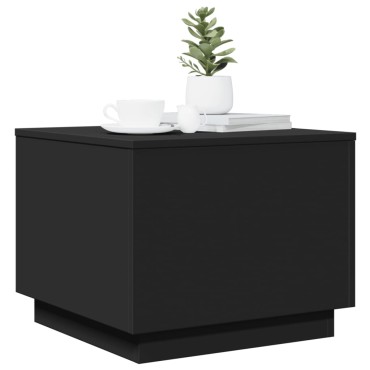 vidaXL Τραπεζάκι Σαλονιού με LED Μαύρο 50x50x40cm 1 τεμ.