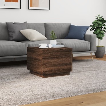 vidaXL Τραπεζάκι Σαλονιού με LED Καφέ Δρυς 50x50x40cm 1 τεμ.