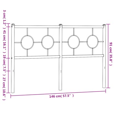 vidaXL Κεφαλάρι Μαύρο Μεταλλικό 146x3x91cm 1 τεμ.