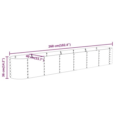 vidaXL Ζαρντινιέρα Ασημί 260x40x36 εκ. Ατσάλι με Ηλεκτρ. Βαφή Πούδρας