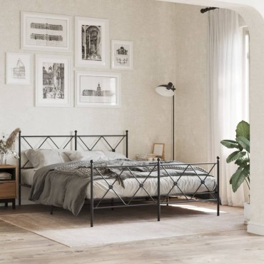 vidaXL Κεφαλάρι Μαύρο Μεταλλικό 156x3x90,5cm 1 τεμ.