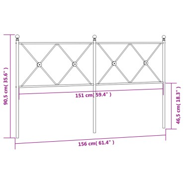vidaXL Κεφαλάρι Μαύρο Μεταλλικό 156x3x90,5cm 1 τεμ.