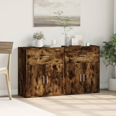 vidaXL Βοηθητικά Ντουλάπια 2 τεμ. Καπνιστή Δρυς 60x31x70cm Επεξ. Ξύλο