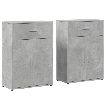 vidaXL Βοηθητικά Ντουλάπια 2 τεμ. Γκρι Σκυρ. 60x30x84cm Επεξ. Ξύλο