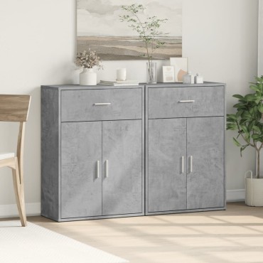vidaXL Βοηθητικά Ντουλάπια 2 τεμ. Γκρι Σκυρ. 60x30x84cm Επεξ. Ξύλο