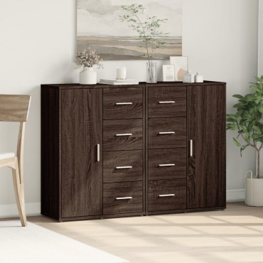 vidaXL Βοηθητικά Ντουλάπια 2 τεμ. Καφέ Δρυς 60x31x84cm Επεξ. Ξύλο