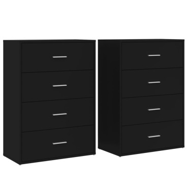 vidaXL Βοηθητικά Ντουλάπια 2 τεμ. Μαύρη 60x31x84cm Επεξεργ. Ξύλο