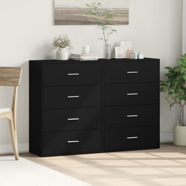 vidaXL Βοηθητικά Ντουλάπια 2 τεμ. Μαύρη 60x31x84cm Επεξεργ. Ξύλο