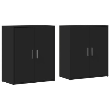 vidaXL Βοηθητικά Ντουλάπια 2 τεμ. Μαύρο 60x31x70cm Επεξεργ. Ξύλο