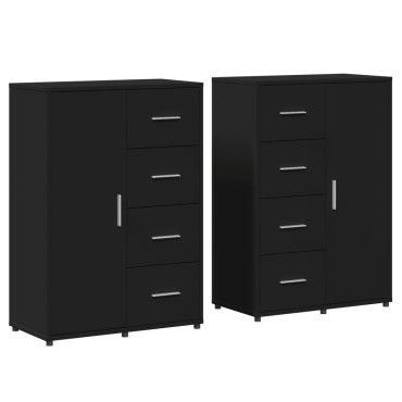 vidaXL Βοηθητικά Ντουλάπια 2 τεμ. Μαύρη 60x31x84cm Επεξεργ. Ξύλο