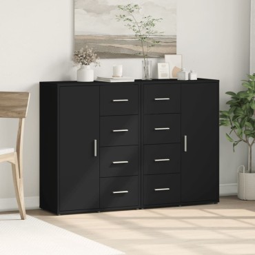 vidaXL Βοηθητικά Ντουλάπια 2 τεμ. Μαύρη 60x31x84cm Επεξεργ. Ξύλο