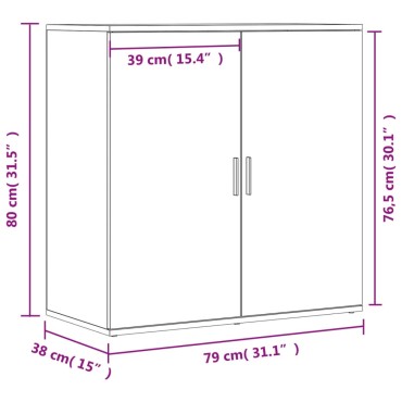 vidaXL Ντουλάπι Sonoma Δρυς 79x38x80cm Επεξεργασμένο Ξύλο 1 τεμ.