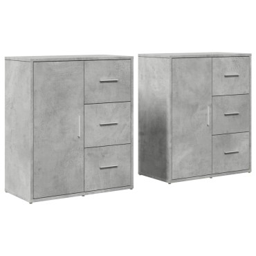 vidaXL Βοηθητικά Ντουλάπια 2 τεμ. Γκρι Σκυρ. 60x31x70cm Επεξεργ. Ξύλο