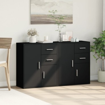 vidaXL Βοηθητικά Ντουλάπια 2 τεμ. Μαύρο 60x31x70cm Επεξεργ. Ξύλο