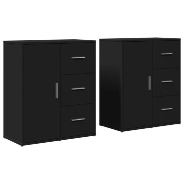 vidaXL Βοηθητικά Ντουλάπια 2 τεμ. Μαύρο 60x31x70cm Επεξεργ. Ξύλο