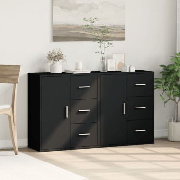 vidaXL Βοηθητικά Ντουλάπια 2 τεμ. Μαύρο 60x31x70cm Επεξεργ. Ξύλο