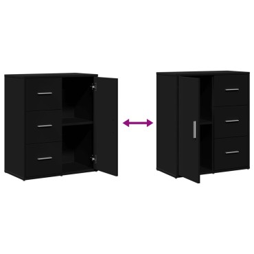 vidaXL Βοηθητικά Ντουλάπια 2 τεμ. Μαύρο 60x31x70cm Επεξεργ. Ξύλο