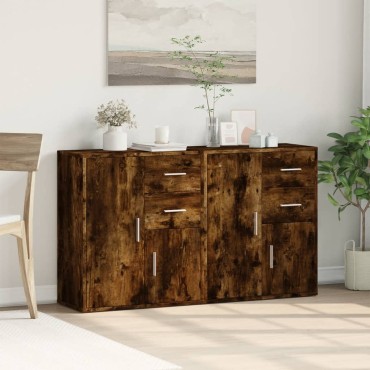 vidaXL Βοηθητικά Ντουλάπια 2 τεμ. Καπνιστή Δρυς 60x31x70cm Επεξ. Ξύλο