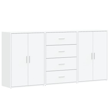 vidaXL Βοηθητικά Ντουλάπια 3 τεμ. Λευκό 60x31x84cm Επεξεργ. Ξύλο