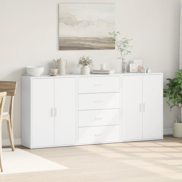 vidaXL Βοηθητικά Ντουλάπια 3 τεμ. Λευκό 60x31x84cm Επεξεργ. Ξύλο