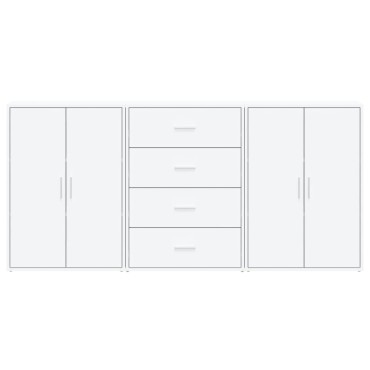 vidaXL Βοηθητικά Ντουλάπια 3 τεμ. Λευκό 60x31x84cm Επεξεργ. Ξύλο