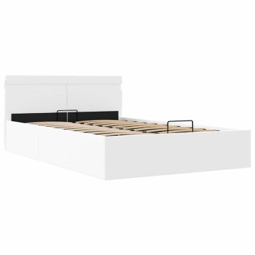 vidaXL Πλαίσιο Κρεβατιού Αποθ. Χώρο/LED Μαύρο 140x200 εκ. Δερματίνη