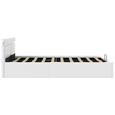 vidaXL Πλαίσιο Κρεβατιού Αποθ. Χώρο/LED Μαύρο 140x200 εκ. Δερματίνη