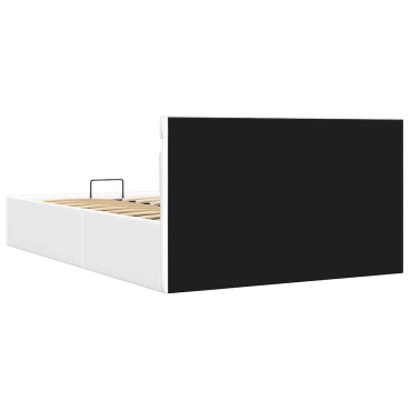 vidaXL Πλαίσιο Κρεβατιού Αποθ. Χώρο/LED Μαύρο 140x200 εκ. Δερματίνη