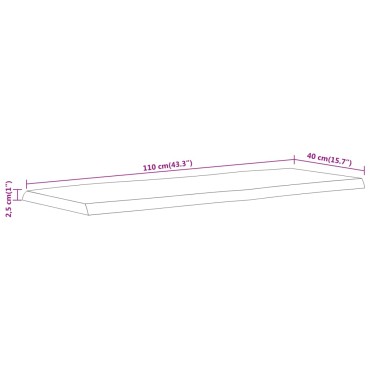 vidaXL Επιφάνεια Τραπεζιού Ορθογώνια 110x40x2,5cm Μασίφ Ξύλο Ακακίας 1 τεμ.