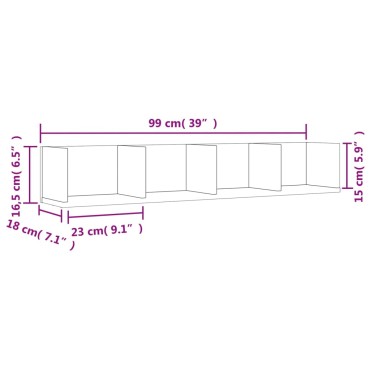 vidaXL Ντουλάπι Τοίχου Καπνιστή Δρυς 99x18x16,5cm Επεξεργασμένο Ξύλο 1 τεμ.