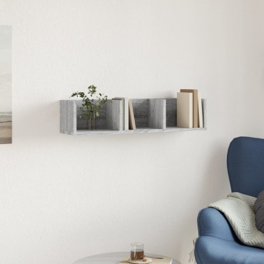 vidaXL Ντουλάπια Τοίχου Γκρι Sonoma 75x18x16,5cm Επεξ. Ξύλο 1 τεμ.
