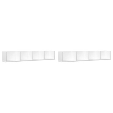 vidaXL Ντουλάπια Τοίχου 2 τεμ. Λευκά 99x18x16,5cm Επεξεργασμένο Ξύλο