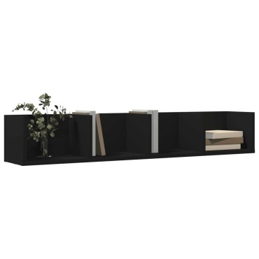 vidaXL Ντουλάπια Τοίχου 2 τεμ. Μαύρα 99x18x16,5cm Επεξεργασμένο Ξύλο