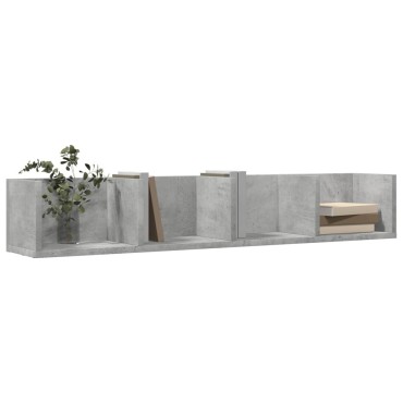 vidaXL Ντουλάπια Τοίχου 2 τεμ. Γκρι Σκυρ. 99x18x16,5cm Επεξ. Ξύλο