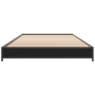 vidaXL Πλαίσιο Κρεβατιού Μαύρο 100x200 εκ. Επεξ. Ξύλο & Μέταλλο