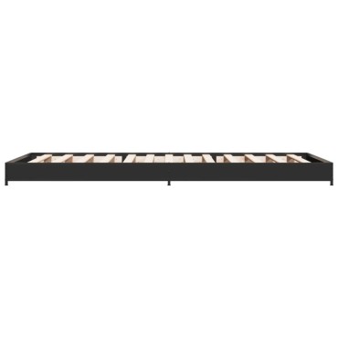 vidaXL Πλαίσιο Κρεβατιού Μαύρο 100x200 εκ. Επεξ. Ξύλο & Μέταλλο