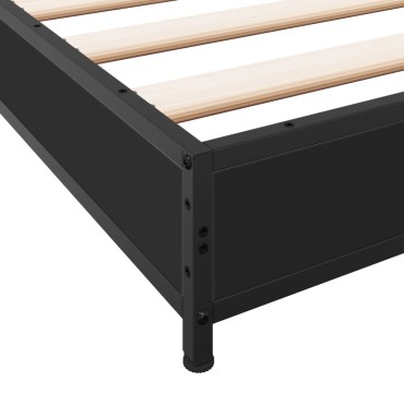 vidaXL Πλαίσιο Κρεβατιού Μαύρο 100x200 εκ. Επεξ. Ξύλο & Μέταλλο