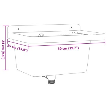 vidaXL Νιπτήρας Επίτοιχος Γκρι 50x35x24 εκ. από Ρητίνη