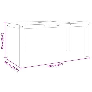 vidaXL Τραπεζαρία Panama 160x80x75cm από Μασίφ Ξύλο Πεύκου 1 τεμ.