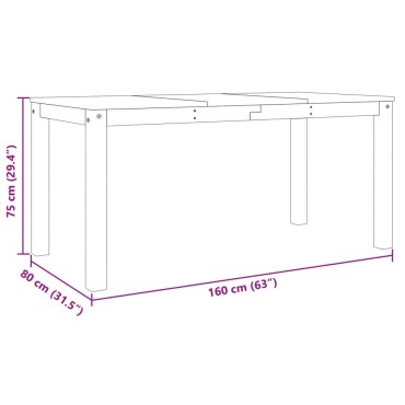 vidaXL Τραπεζαρία Panama Λευκό 160x80x75cm από Μασίφ Ξύλο Πεύκου 1 τεμ.