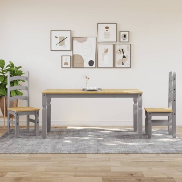 vidaXL Τραπεζαρία Corona Γκρι 160x80x75cm από Μασίφ Ξύλο Πεύκου 1 τεμ.