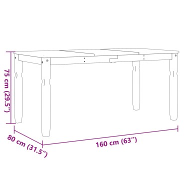 vidaXL Τραπεζαρία Corona Γκρι 160x80x75cm από Μασίφ Ξύλο Πεύκου 1 τεμ.