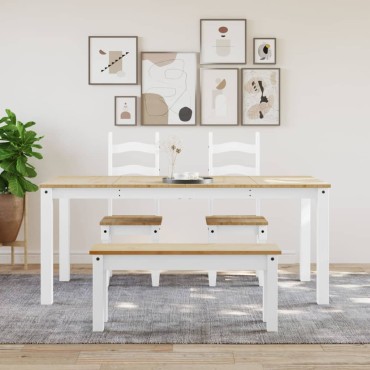 vidaXL Τραπεζαρία Panama Λευκό 180x90x75cm από Μασίφ Ξύλο Πεύκου 1 τεμ.
