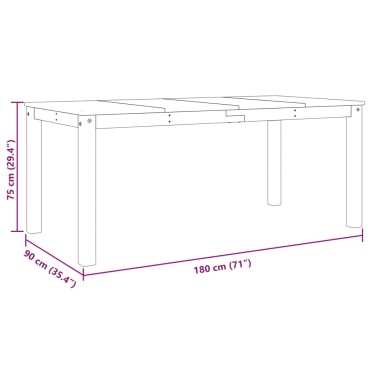 vidaXL Τραπεζαρία Panama Λευκό 180x90x75cm από Μασίφ Ξύλο Πεύκου 1 τεμ.