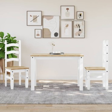 vidaXL Τραπεζαρία PANAMA Λευκό 112x60x75cm από Μασίφ Ξύλο Πεύκου 1 τεμ.