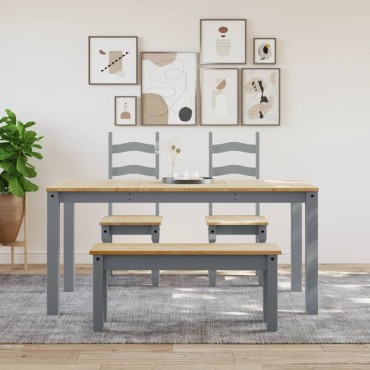 vidaXL Τραπεζαρία Panama Γκρι 160x80x75cm από Μασίφ Ξύλο Πεύκου 1 τεμ.