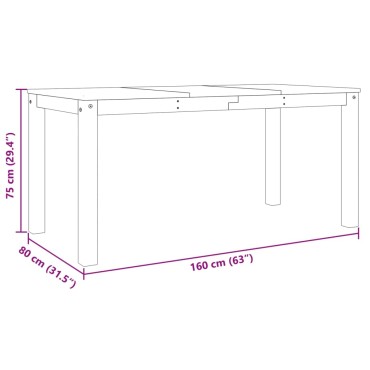 vidaXL Τραπεζαρία Panama Γκρι 160x80x75cm από Μασίφ Ξύλο Πεύκου 1 τεμ.