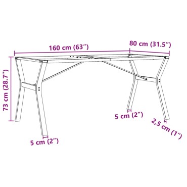 vidaXL Πόδια Τραπεζαρίας σε Σχήμα «Y» 160x80x73cm Ατσάλι 1 τεμ.